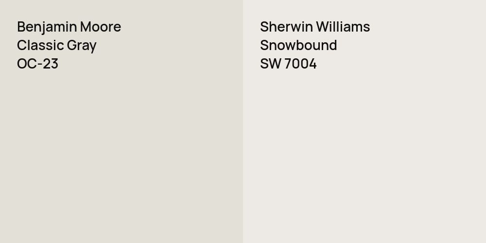 Benjamin Moore Classic Gray vs. Sherwin Williams Snowbound