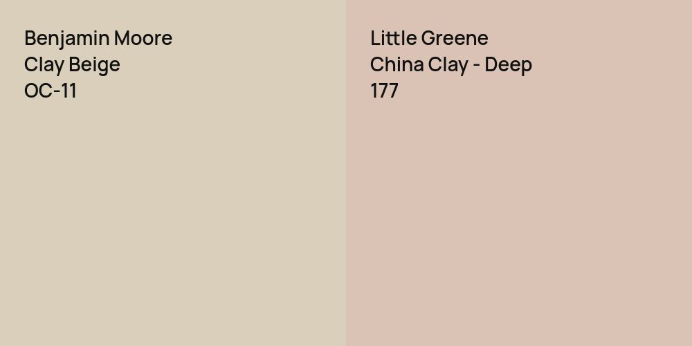 Benjamin Moore Clay Beige vs. Little Greene China Clay - Deep