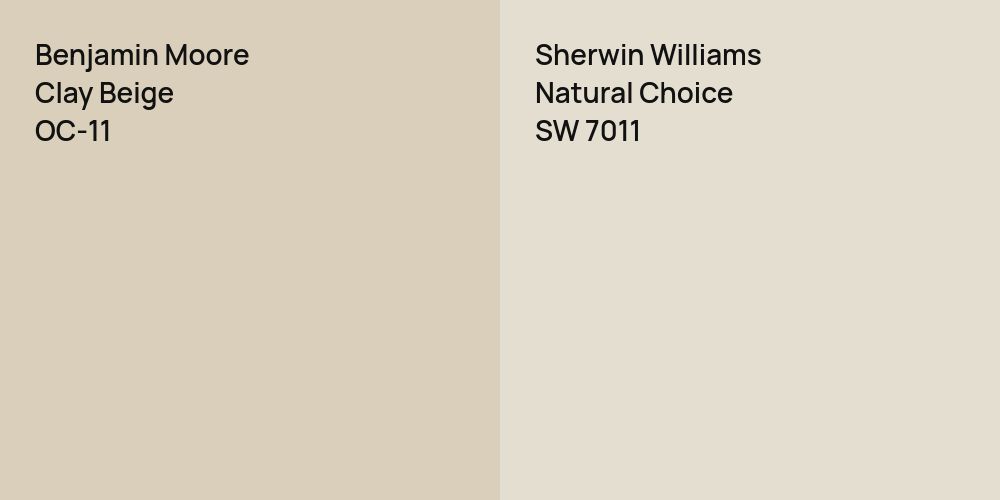 Benjamin Moore Clay Beige vs. Sherwin Williams Natural Choice