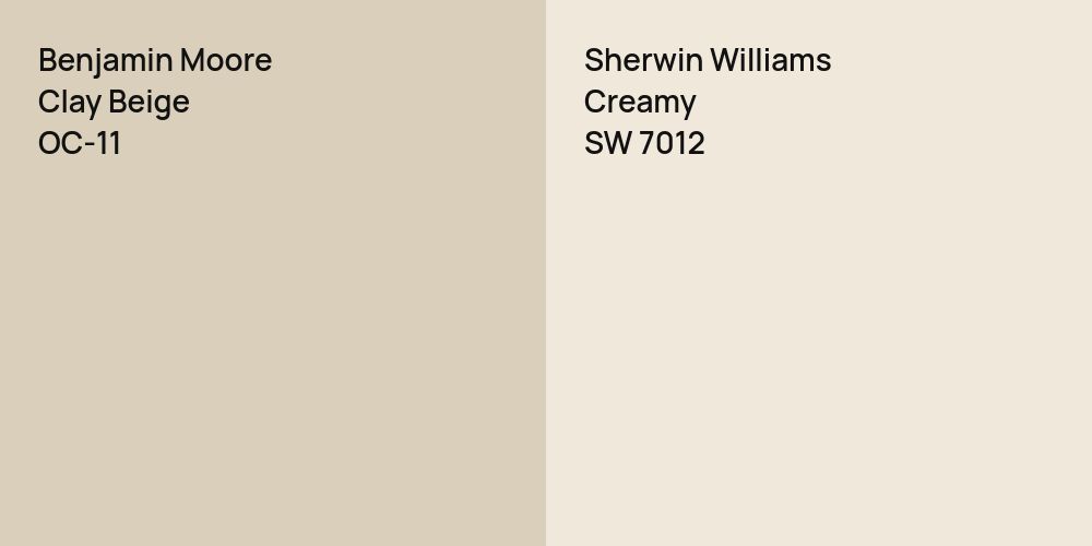 Benjamin Moore Clay Beige vs. Sherwin Williams Creamy