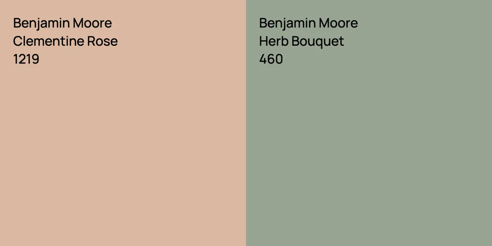 Benjamin Moore Clementine Rose vs. Benjamin Moore Herb Bouquet