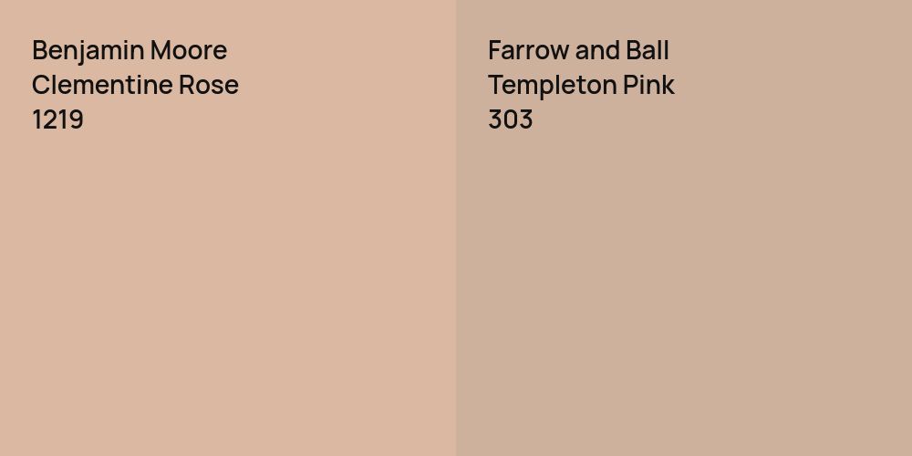 Benjamin Moore Clementine Rose vs. Farrow and Ball Templeton Pink