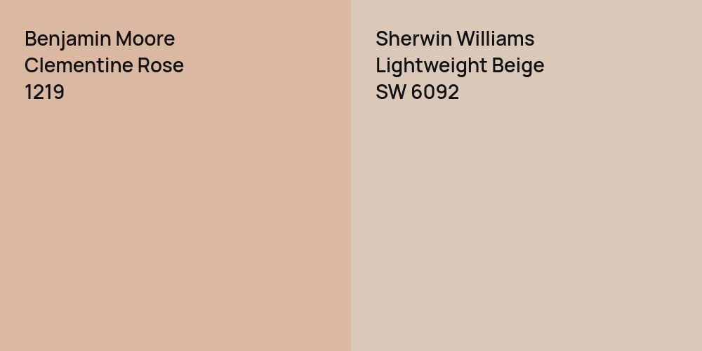 Benjamin Moore Clementine Rose vs. Sherwin Williams Lightweight Beige