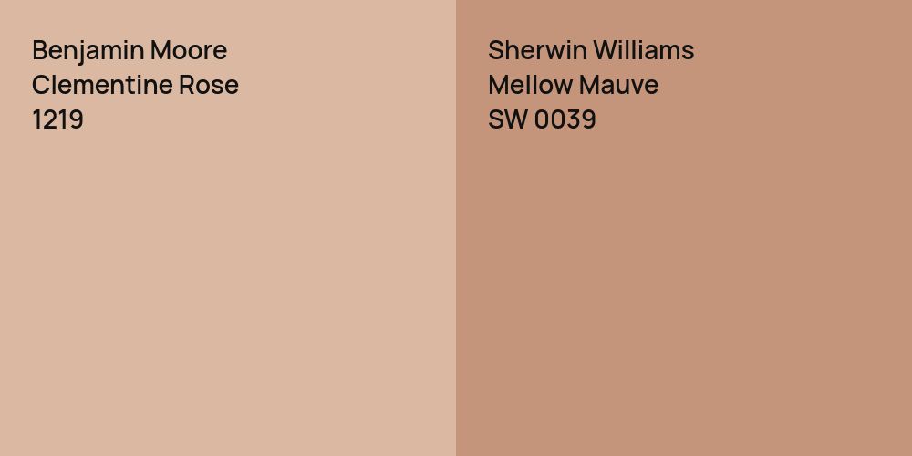 Benjamin Moore Clementine Rose vs. Sherwin Williams Mellow Mauve