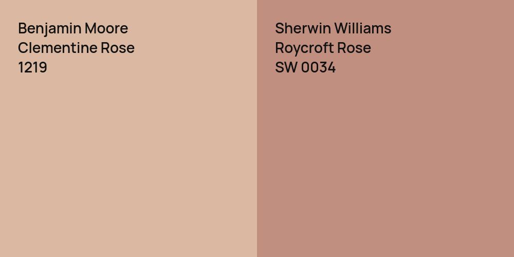 Benjamin Moore Clementine Rose vs. Sherwin Williams Roycroft Rose