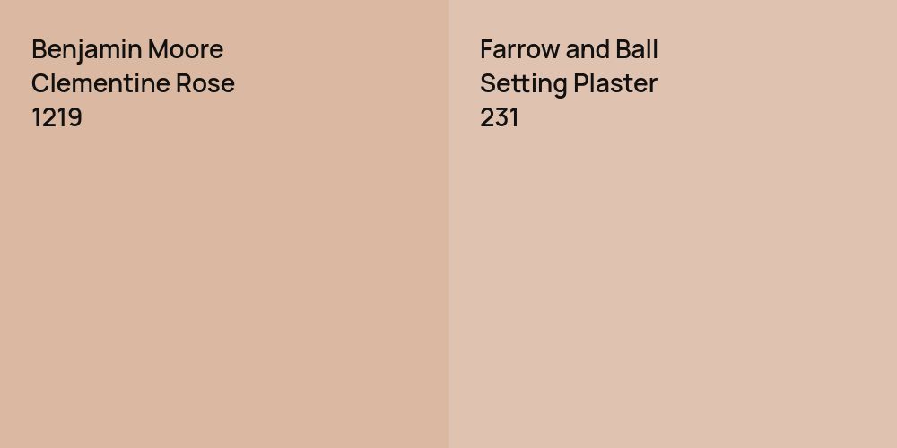 Benjamin Moore Clementine Rose vs. Farrow and Ball Setting Plaster