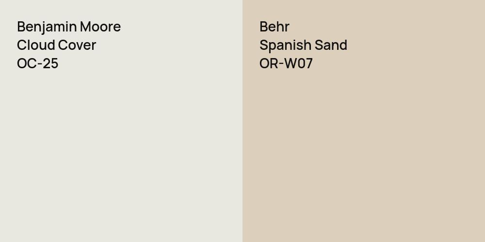 Benjamin Moore Cloud Cover vs. Behr Spanish Sand