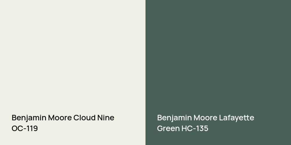 Benjamin Moore Cloud Nine vs. Benjamin Moore Lafayette Green