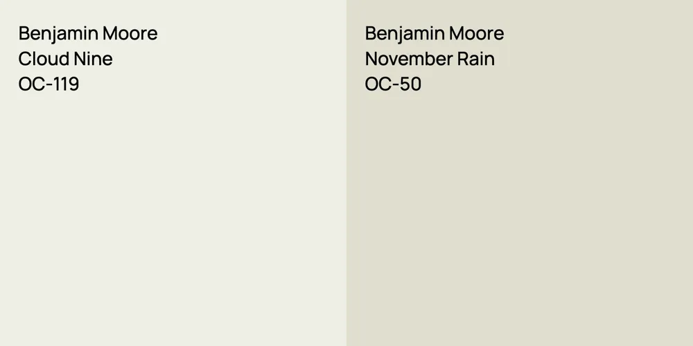 Benjamin Moore Cloud Nine vs. Benjamin Moore November Rain