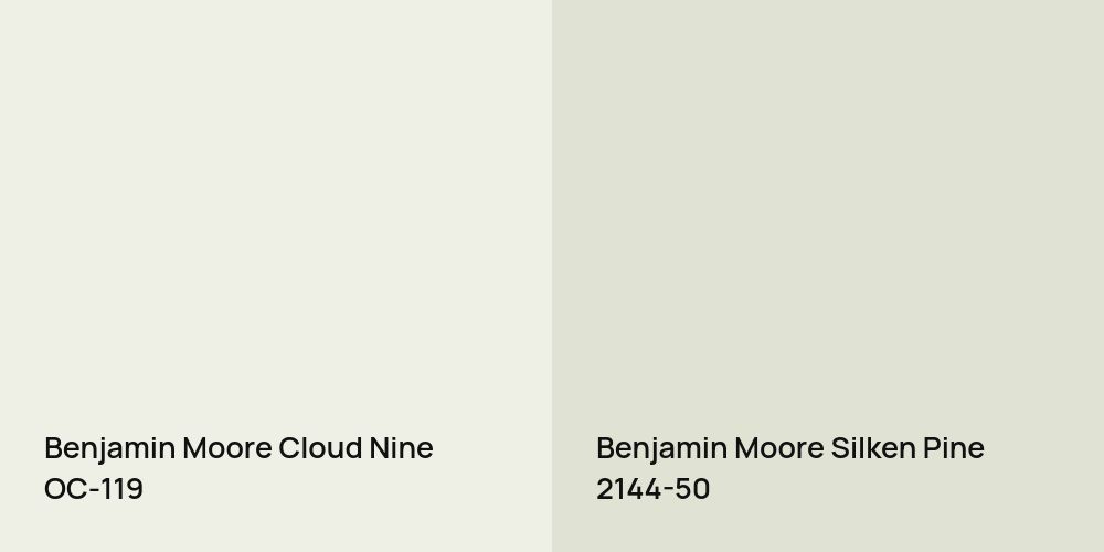 Benjamin Moore Cloud Nine vs. Benjamin Moore Silken Pine