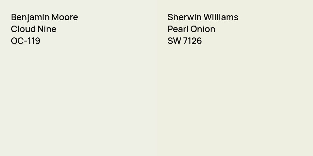 Benjamin Moore Cloud Nine vs. Sherwin Williams Pearl Onion