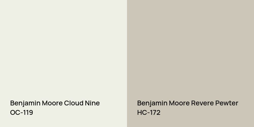 Benjamin Moore Cloud Nine vs. Benjamin Moore Revere Pewter