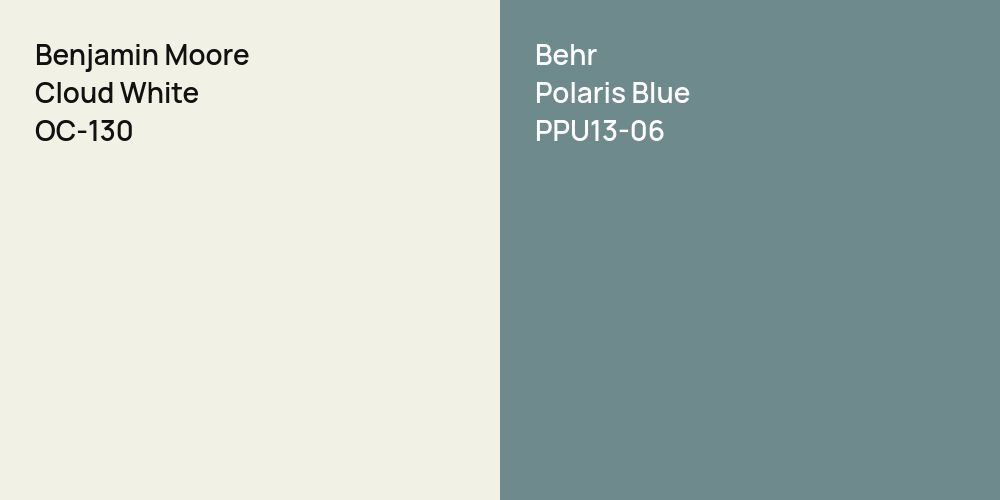 Benjamin Moore Cloud White vs. Behr Polaris Blue