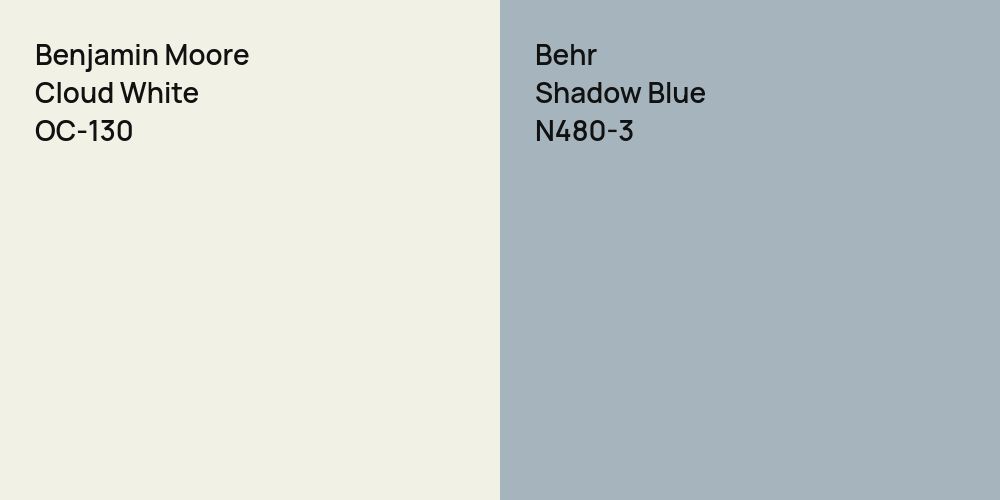 Benjamin Moore Cloud White vs. Behr Shadow Blue