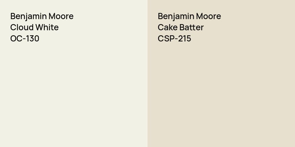 Benjamin Moore Cloud White vs. Benjamin Moore Cake Batter