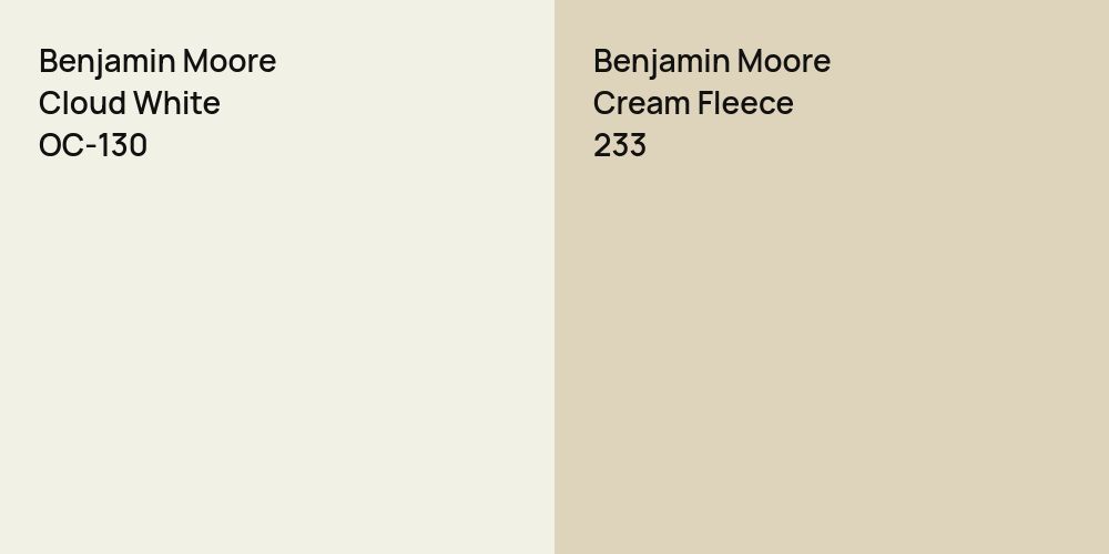 Benjamin Moore Cloud White vs. Benjamin Moore Cream Fleece