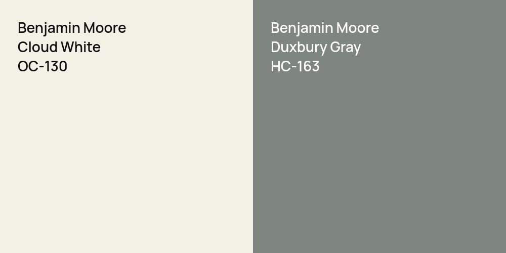 Benjamin Moore Cloud White vs. Benjamin Moore Duxbury Gray