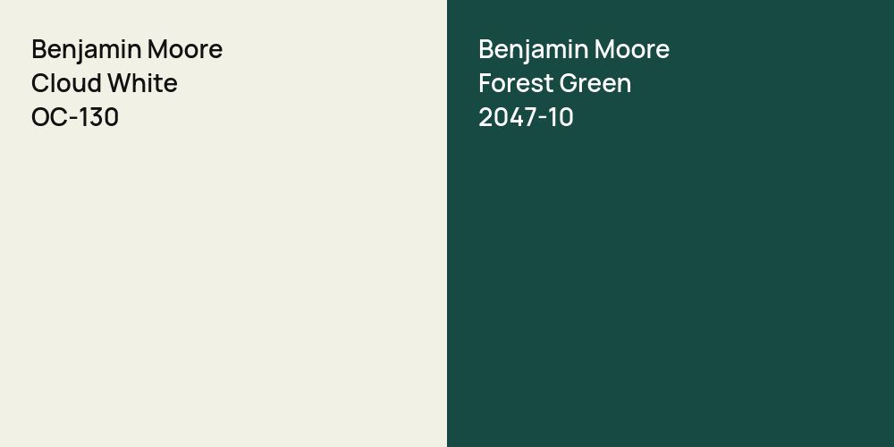 Benjamin Moore Cloud White vs. Benjamin Moore Forest Green