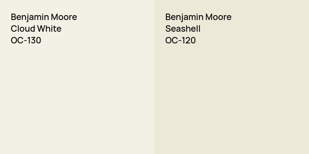 Benjamin Moore Cloud White vs. Benjamin Moore Seashell