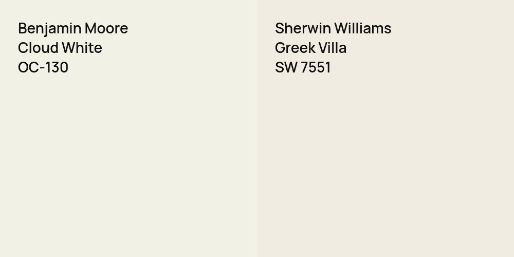 Benjamin Moore Cloud White vs. Sherwin Williams Greek Villa