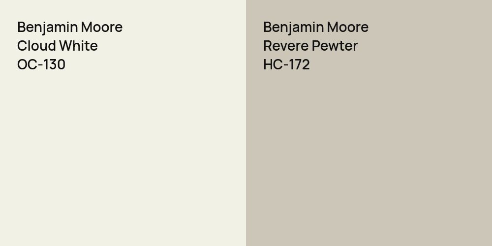 Benjamin Moore Cloud White vs. Benjamin Moore Revere Pewter