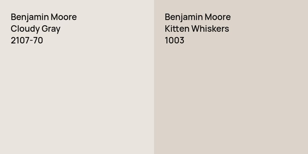 Benjamin Moore Cloudy Gray vs. Benjamin Moore Kitten Whiskers