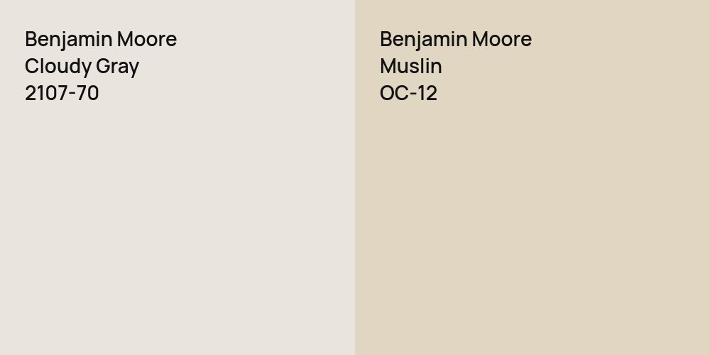 Benjamin Moore Cloudy Gray vs. Benjamin Moore Muslin