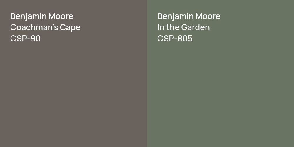 Benjamin Moore Coachman's Cape vs. Benjamin Moore In the Garden