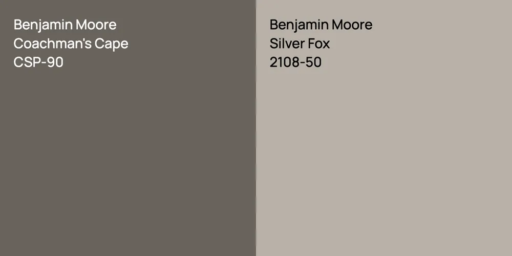 Benjamin Moore Coachman's Cape vs. Benjamin Moore Silver Fox