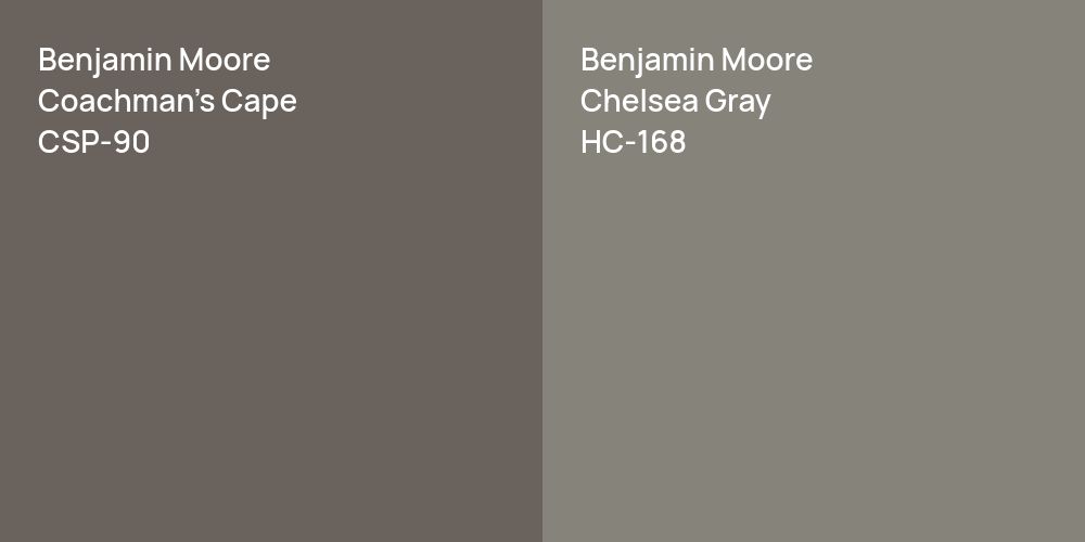 Benjamin Moore Coachman's Cape vs. Benjamin Moore Chelsea Gray