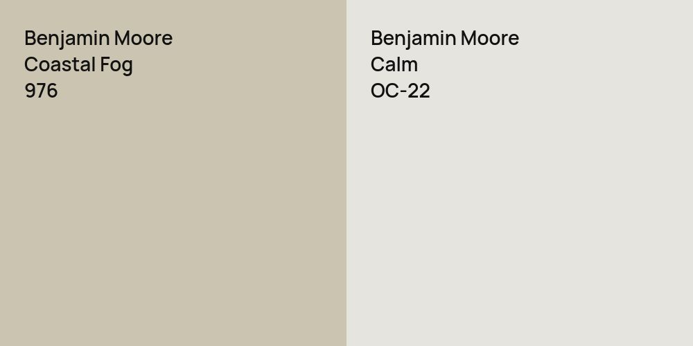 Benjamin Moore Coastal Fog vs. Benjamin Moore Calm