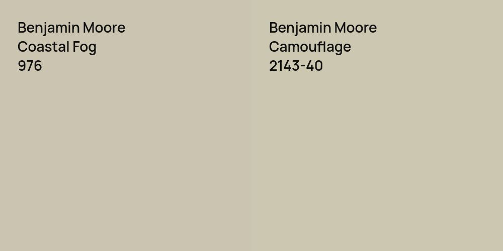 Benjamin Moore Coastal Fog vs. Benjamin Moore Camouflage