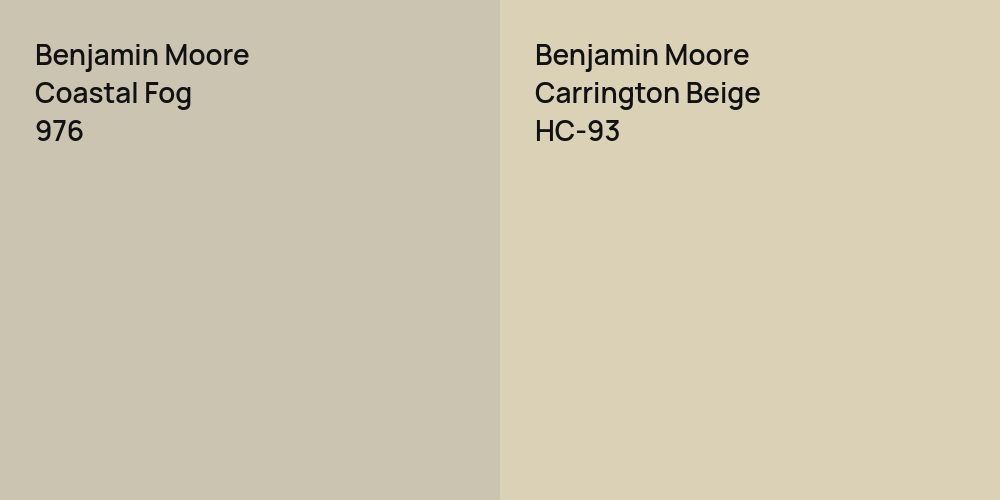 Benjamin Moore Coastal Fog vs. Benjamin Moore Carrington Beige