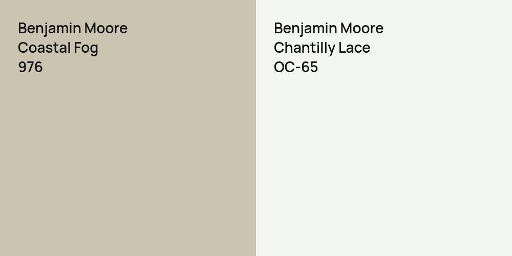 Benjamin Moore Coastal Fog vs. Benjamin Moore Chantilly Lace