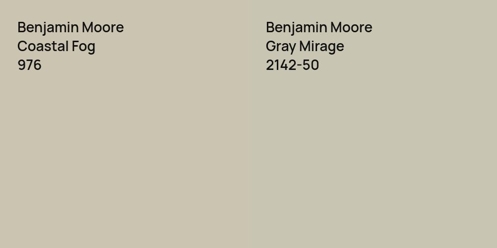 Benjamin Moore Coastal Fog vs. Benjamin Moore Gray Mirage