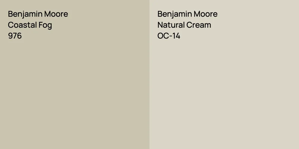 Benjamin Moore Coastal Fog vs. Benjamin Moore Natural Cream