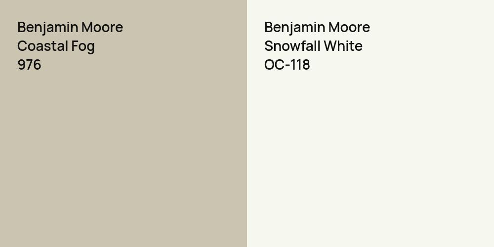 Benjamin Moore Coastal Fog vs. Benjamin Moore Snowfall White