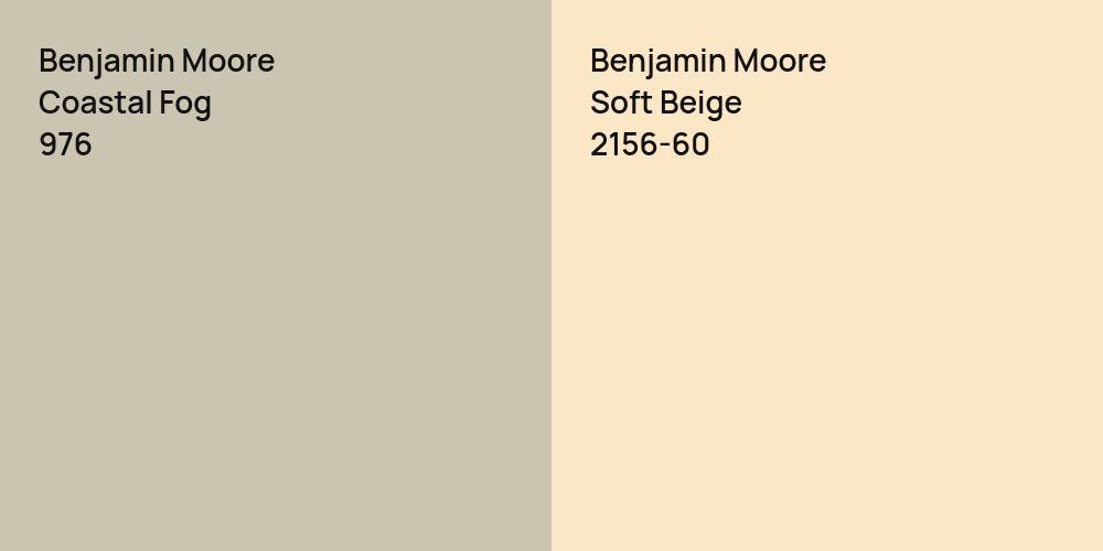 Benjamin Moore Coastal Fog vs. Benjamin Moore Soft Beige