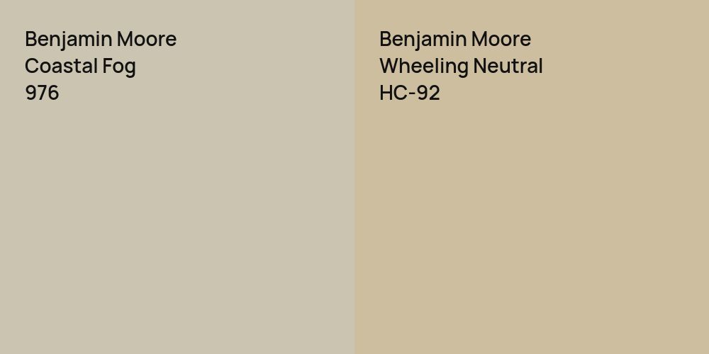 Benjamin Moore Coastal Fog vs. Benjamin Moore Wheeling Neutral