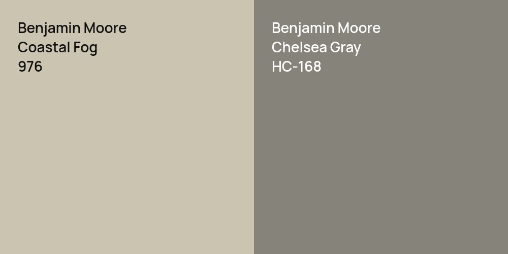 Benjamin Moore Coastal Fog vs. Benjamin Moore Chelsea Gray