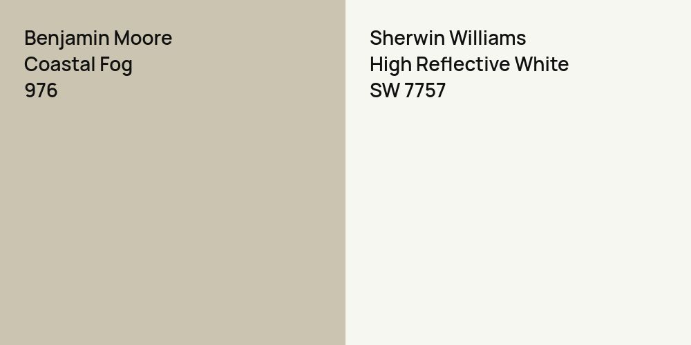 Benjamin Moore Coastal Fog vs. Sherwin Williams High Reflective White