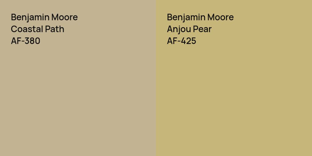 Benjamin Moore Coastal Path vs. Benjamin Moore Anjou Pear