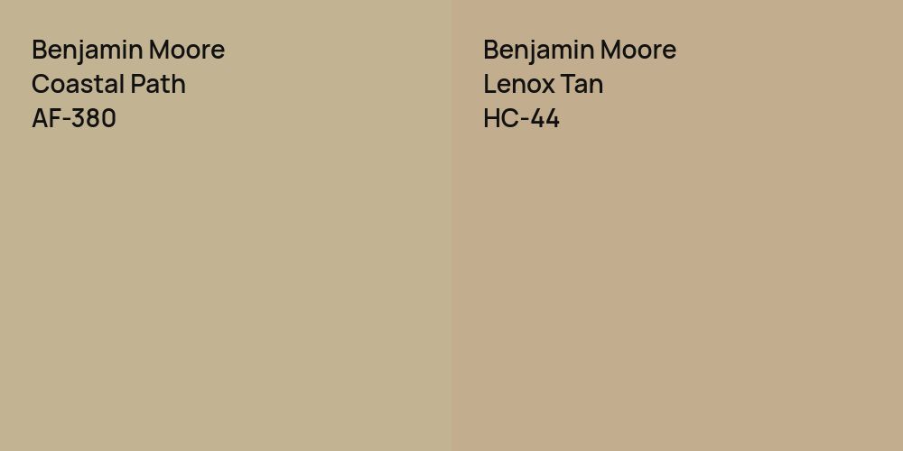 Benjamin Moore Coastal Path vs. Benjamin Moore Lenox Tan