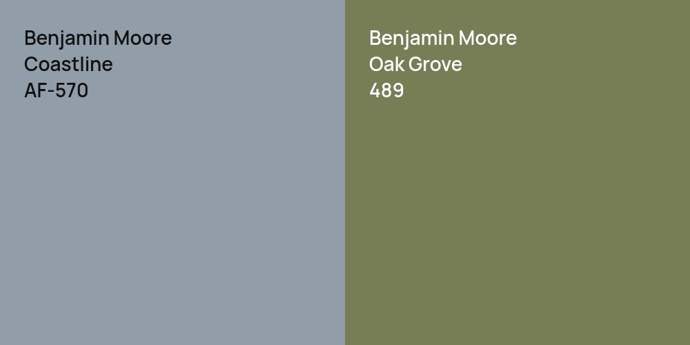 Benjamin Moore Coastline vs. Benjamin Moore Oak Grove