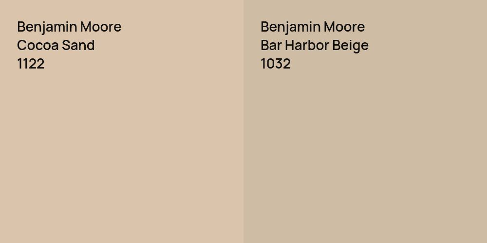 Benjamin Moore Cocoa Sand vs. Benjamin Moore Bar Harbor Beige