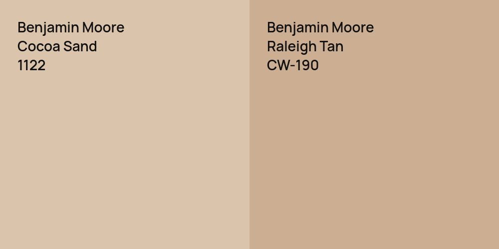 Benjamin Moore Cocoa Sand vs. Benjamin Moore Raleigh Tan