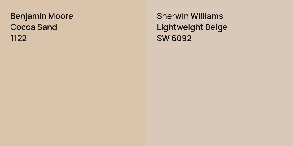 Benjamin Moore Cocoa Sand vs. Sherwin Williams Lightweight Beige