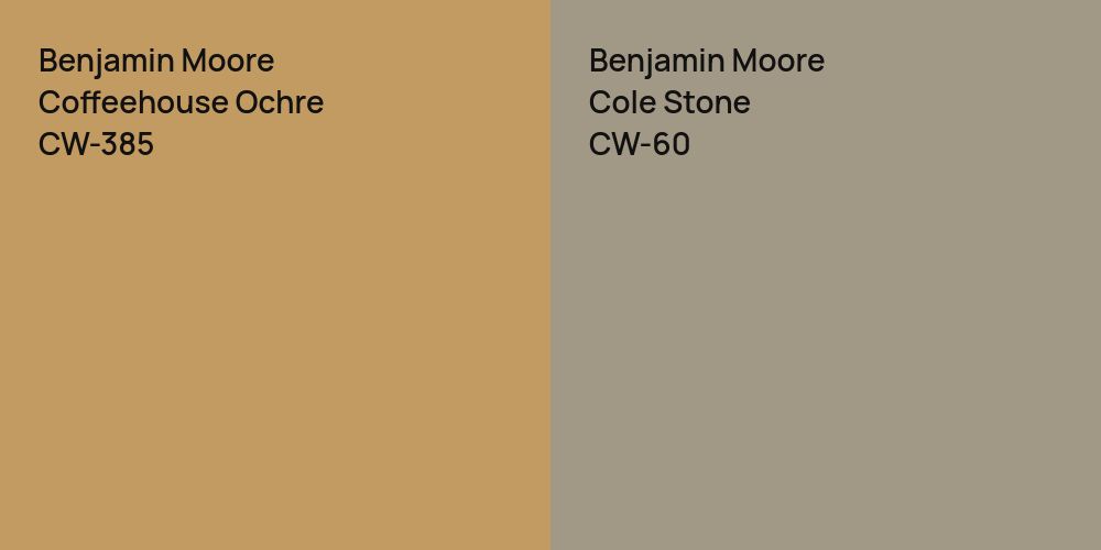 Benjamin Moore Coffeehouse Ochre vs. Benjamin Moore Cole Stone