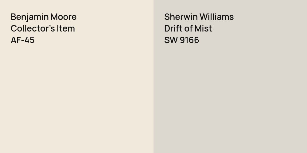 Benjamin Moore Collector's Item vs. Sherwin Williams Drift of Mist