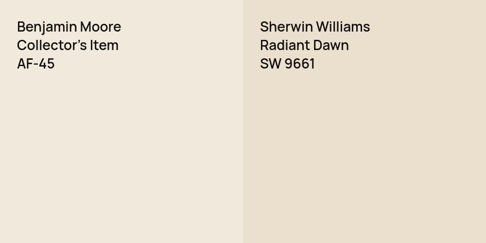 Benjamin Moore Collector's Item vs. Sherwin Williams Radiant Dawn